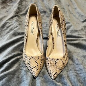 Anne Michelle Tan Snake Print Women's Heels